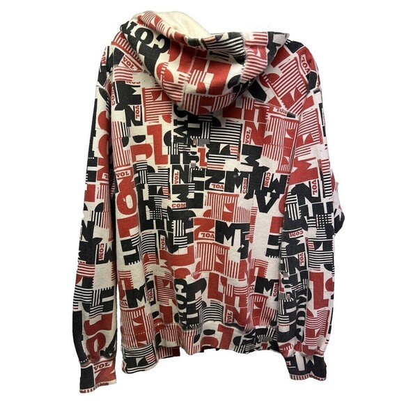 Vintage Volcom Hoodie Eastern Block RARE Med All Over Print Volcom Red Black Y2K - Picture 2 of 13